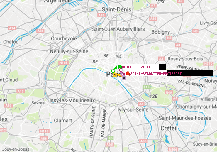 plan itinéraire ratp de Hôtel de Ville à Saint-Sébastien-Froissart
