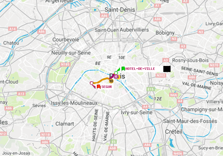 plan itinéraire ratp de Hôtel de Ville à Ségur