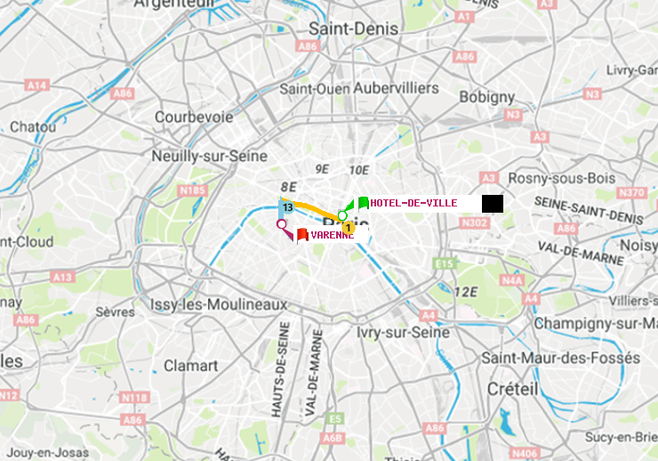 plan itinéraire ratp de Hôtel de Ville à Varenne