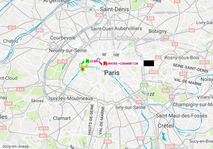 plan itinéraire ratp de Iéna à Havre-Caumartin