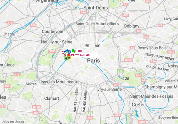 plan itinéraire ratp de Iéna à Victor Hugo