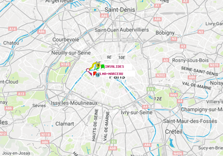 plan itinéraire ratp de Invalides à Alma-Marceau