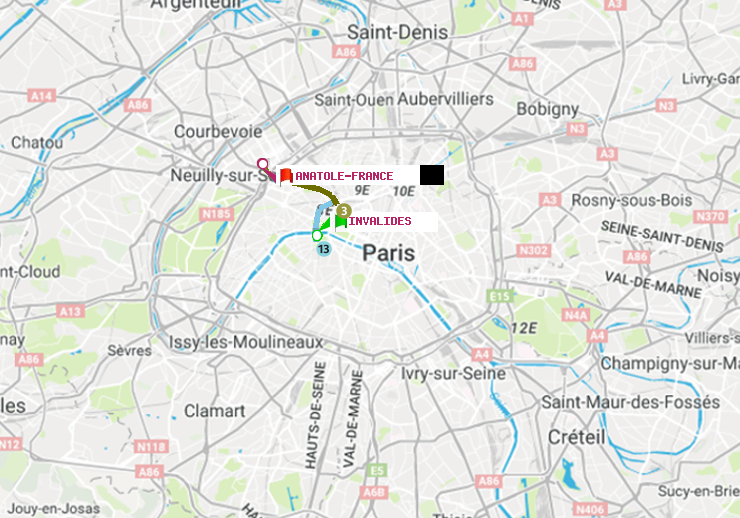 plan itinéraire ratp de Invalides à Anatole-France