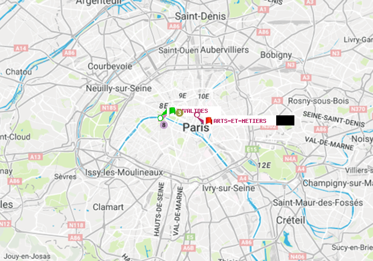 plan itinéraire ratp de Invalides à Arts-et-Métiers