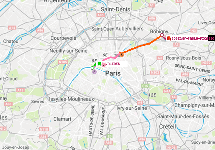 plan itinéraire ratp de Invalides à Bobigny-Pablo-Picasso