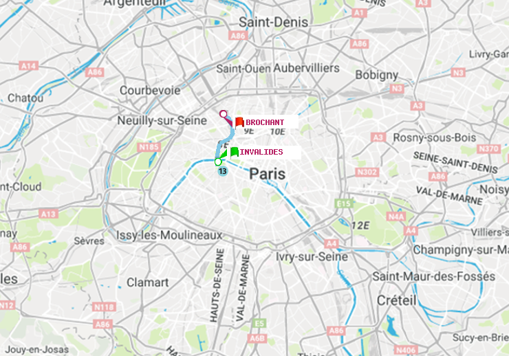 plan itinéraire ratp de Invalides à Brochant