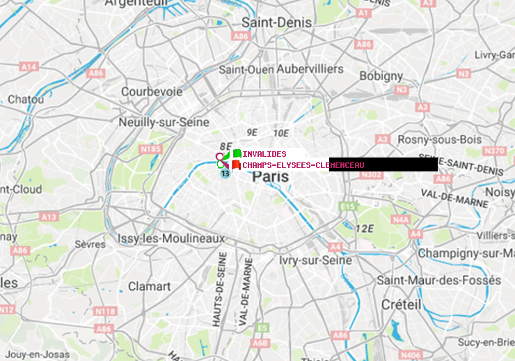 plan itinéraire ratp de Invalides à Champs-Elysées-Clémenceau