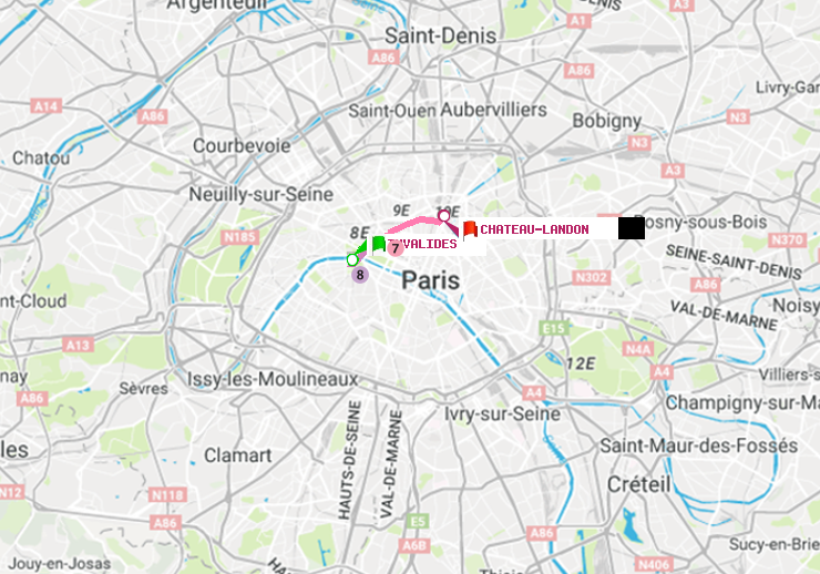 plan itinéraire ratp de Invalides à Château Landon
