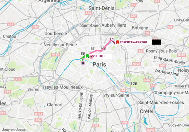 plan itinéraire ratp de Invalides à Corentin-Cariou