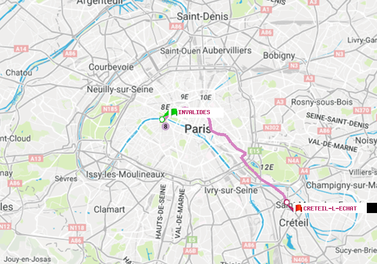 plan itinéraire ratp de Invalides à Créteil-L