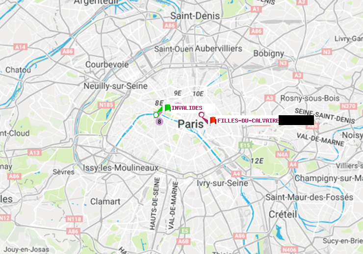 plan itinéraire ratp de Invalides à Filles du Calvaire