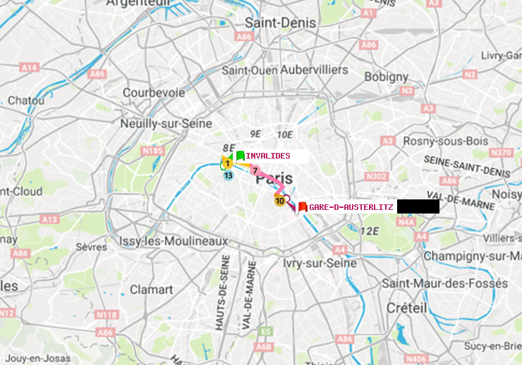 plan itinéraire ratp de Invalides à Gare d