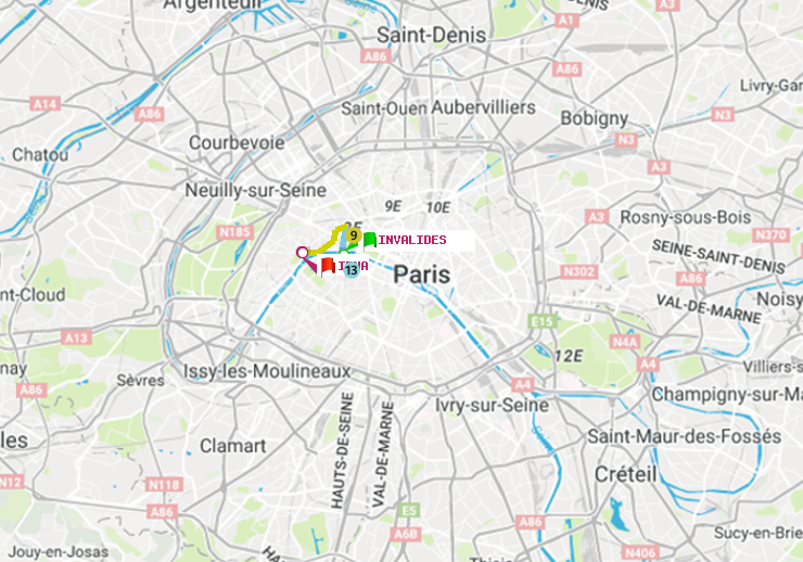 plan itinéraire ratp de Invalides à Iéna