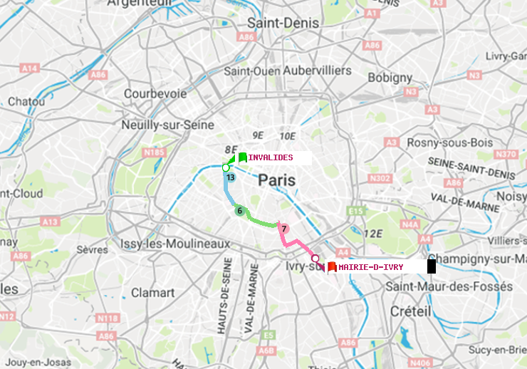 plan itinéraire ratp de Invalides à Mairie d