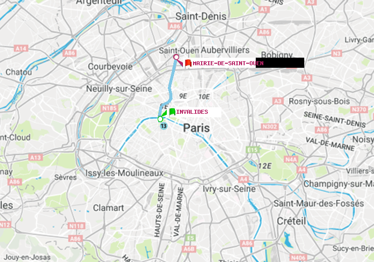 plan itinéraire ratp de Invalides à Mairie de Saint-Ouen