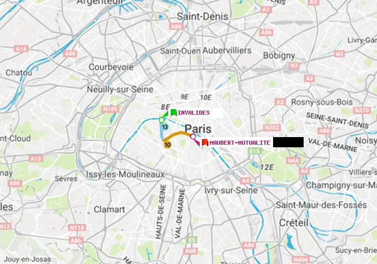 plan itinéraire ratp de Invalides à Maubert-Mutualité
