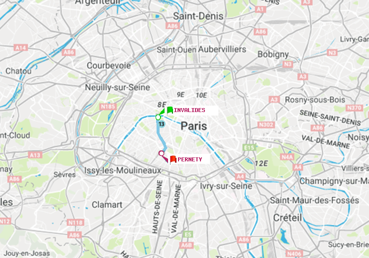 plan itinéraire ratp de Invalides à Pernety