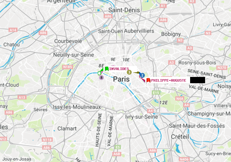 plan itinéraire ratp de Invalides à Philippe Auguste