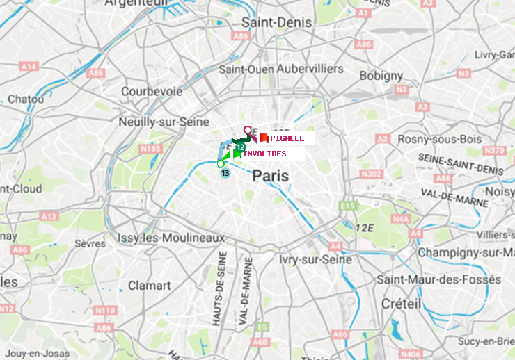 plan itinéraire ratp de Invalides à Pigalle