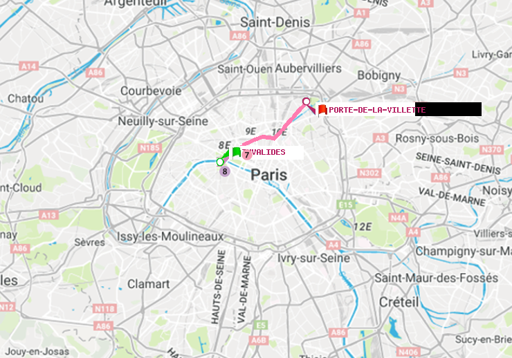 plan itinéraire ratp de Invalides à Porte de la Villette