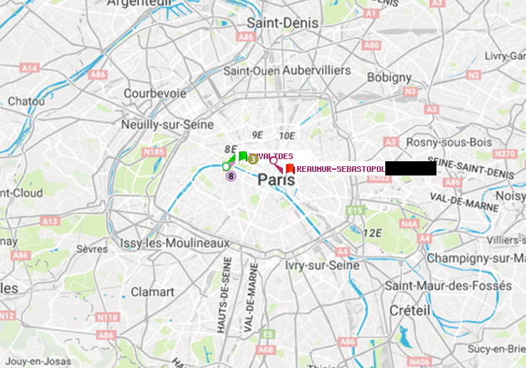 plan itinéraire ratp de Invalides à Réaumur-Sébastopol