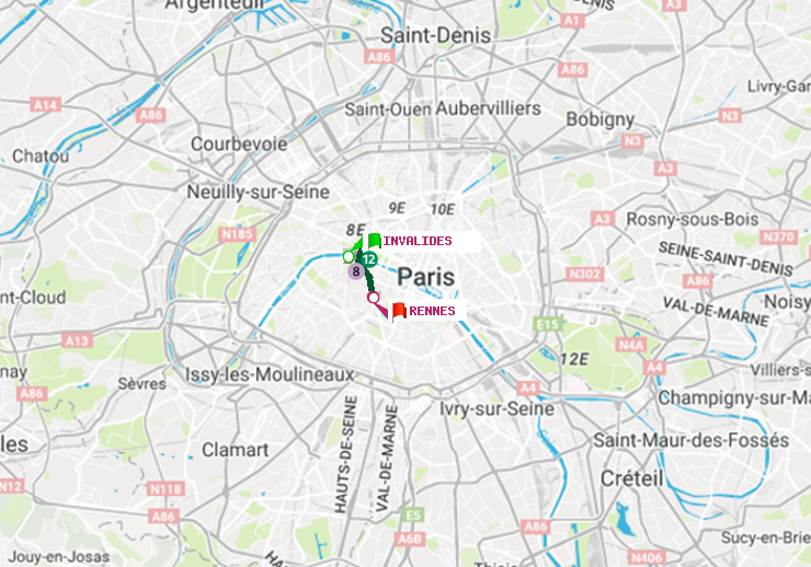 plan itinéraire ratp de Invalides à Rennes