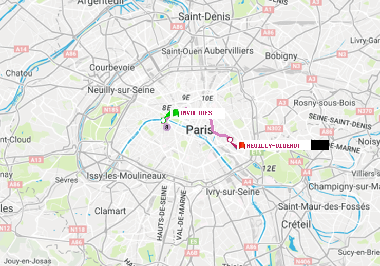 plan itinéraire ratp de Invalides à Reuilly-Diderot