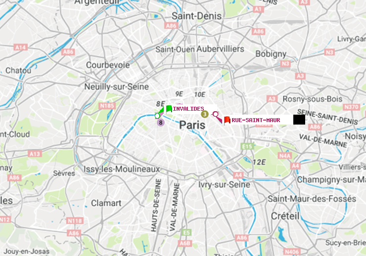plan itinéraire ratp de Invalides à Rue Saint-Maur