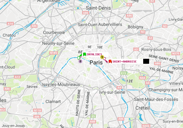 plan itinéraire ratp de Invalides à Saint-Ambroise