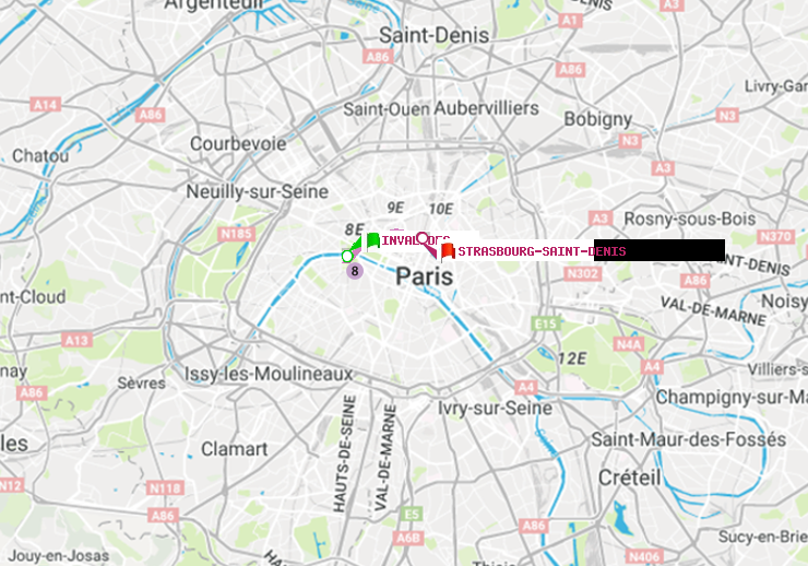 plan itinéraire ratp de Invalides à Strasbourg-Saint-Denis