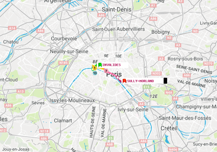 plan itinéraire ratp de Invalides à Sully-Morland