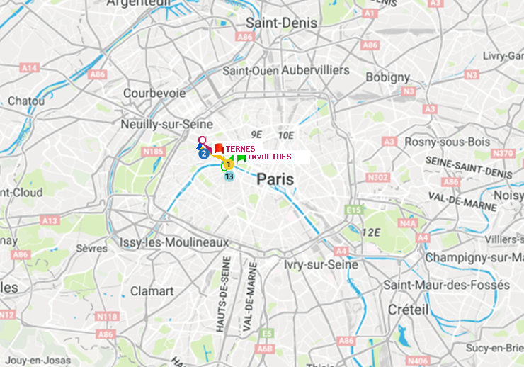plan itinéraire ratp de Invalides à Ternes