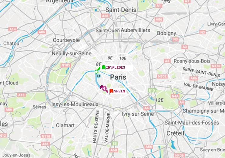 plan itinéraire ratp de Invalides à Vavin
