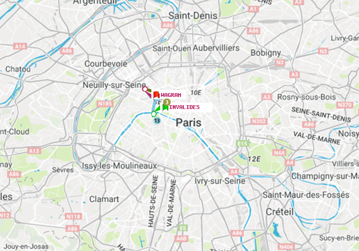 plan itinéraire ratp de Invalides à Wagram