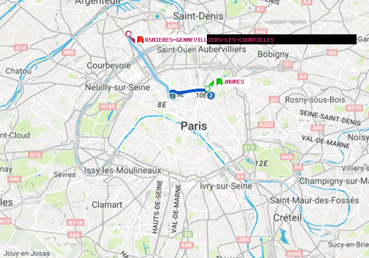 plan itinéraire ratp de Jaurès à Asnieres-Gennevilliers Les Courtilles