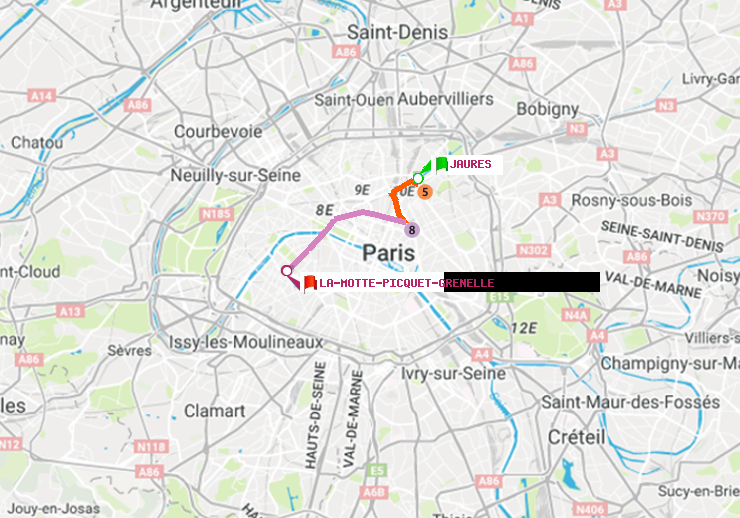 plan itinéraire ratp de Jaurès à La Motte-Picquet-Grenelle