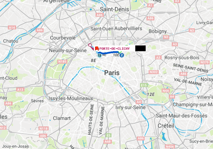 plan itinéraire ratp de Jaurès à Porte de Clichy