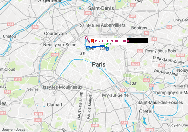 plan itinéraire ratp de Jaurès à Porte de Saint-Ouen