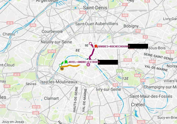 plan itinéraire ratp de Javel-André-Citroen à Barbès-Rochechouart