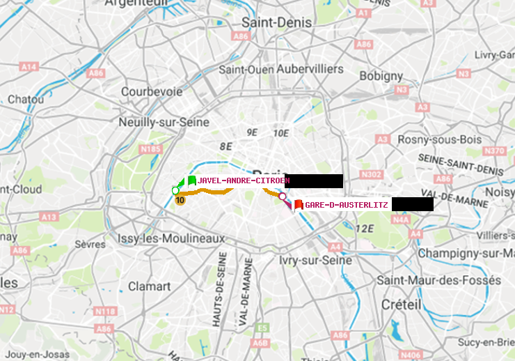 plan itinéraire ratp de Javel-André-Citroen à Gare d