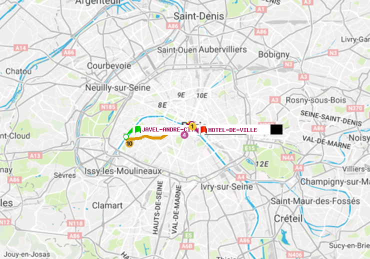 plan itinéraire ratp de Javel-André-Citroen à Hôtel de Ville