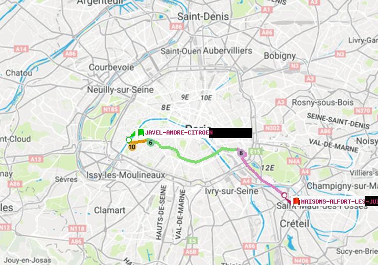 plan itinéraire ratp de Javel-André-Citroen à Maisons-Alfort-Les Juilliottes