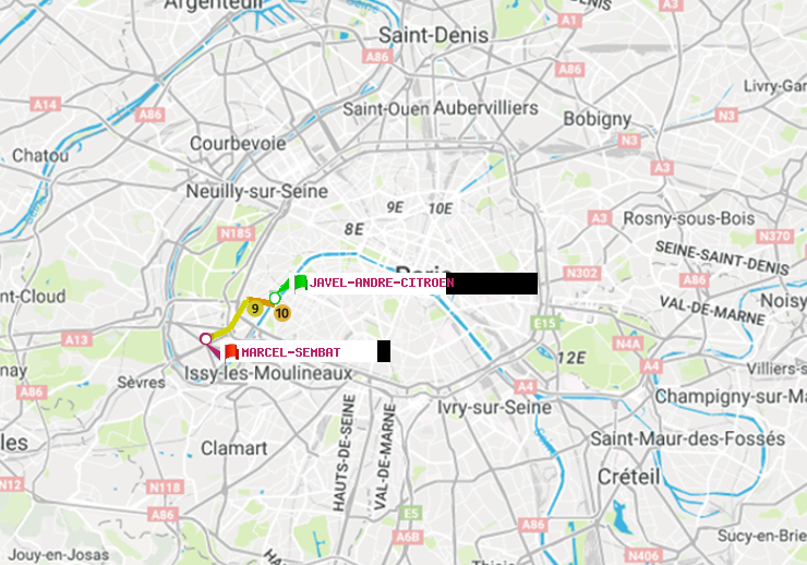plan itinéraire ratp de Javel-André-Citroen à Marcel Sembat