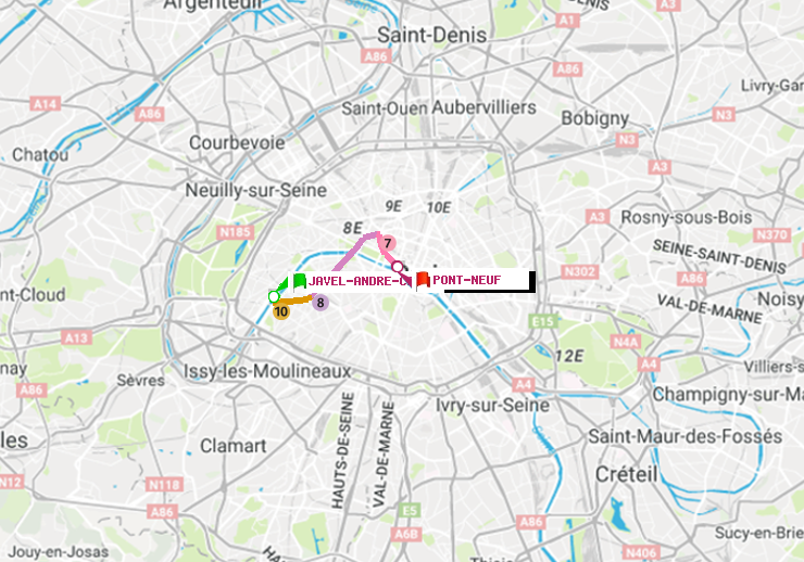 plan itinéraire ratp de Javel-André-Citroen à Pont Neuf