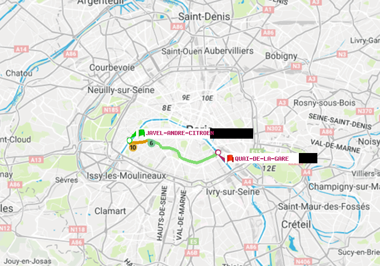 plan itinéraire ratp de Javel-André-Citroen à Quai de la Gare
