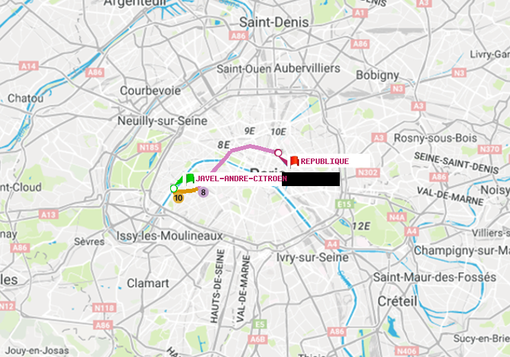 plan itinéraire ratp de Javel-André-Citroen à République