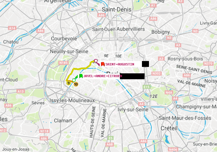 plan itinéraire ratp de Javel-André-Citroen à Saint-Augustin