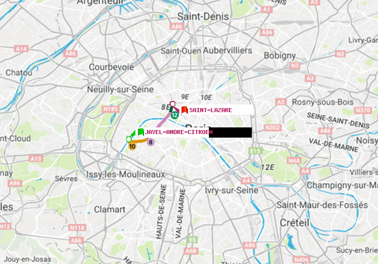 plan itinéraire ratp de Javel-André-Citroen à Saint-Lazare