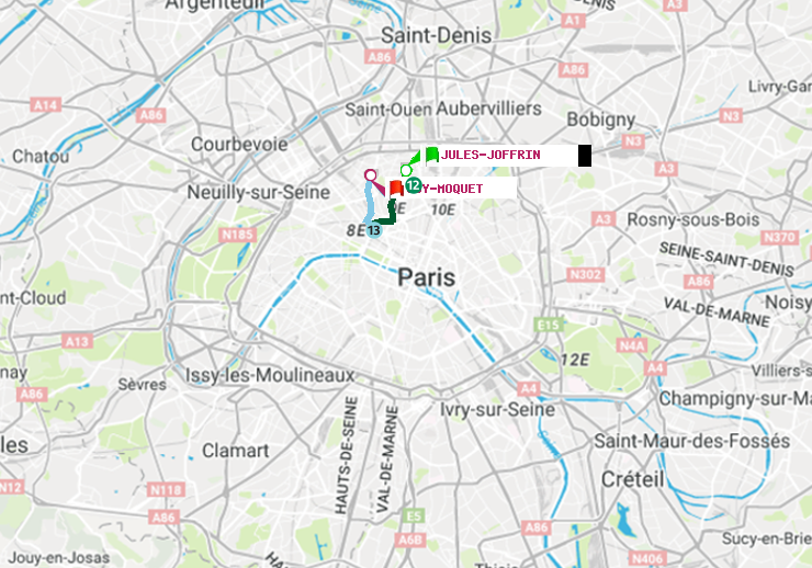 plan itinéraire ratp de Jules Joffrin à Guy-Môquet