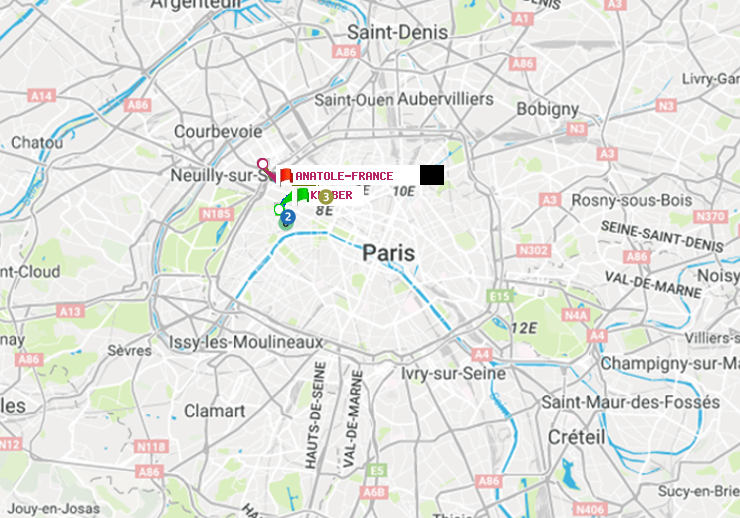 plan itinéraire ratp de Kléber à Anatole-France